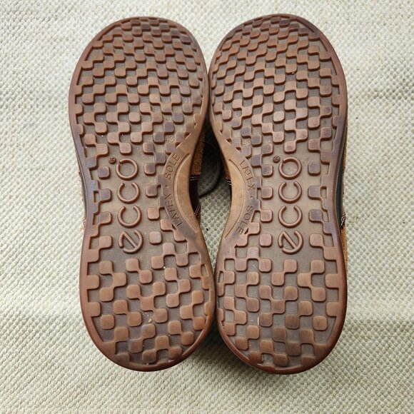 ECCO Yak 37504 Brown Beige Leather Sneakers Shoes Mens Size 43 US 9.5 10 Used - Picture 7 of 11